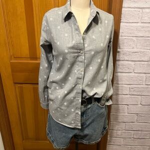 Southern Tide Women Sz Sm Preppy Casual Resortwear Polka Dot Cotton Button Shirt